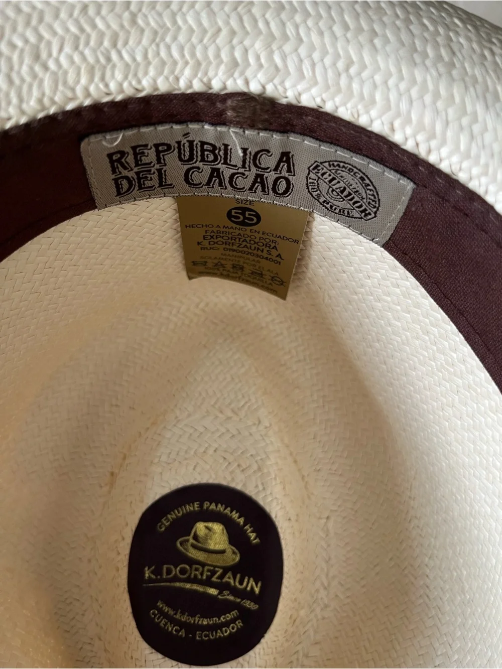 R. Dorfzaun Republica del Cacao Straw Fedora Hat Size 55